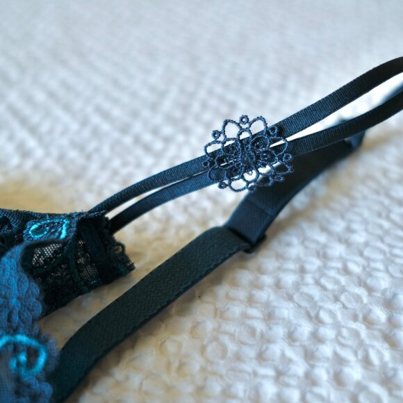 NWT SIMONE PERELE Delice Demi Bra Prestige Blue Sheer Lace - Picture 7 of 10